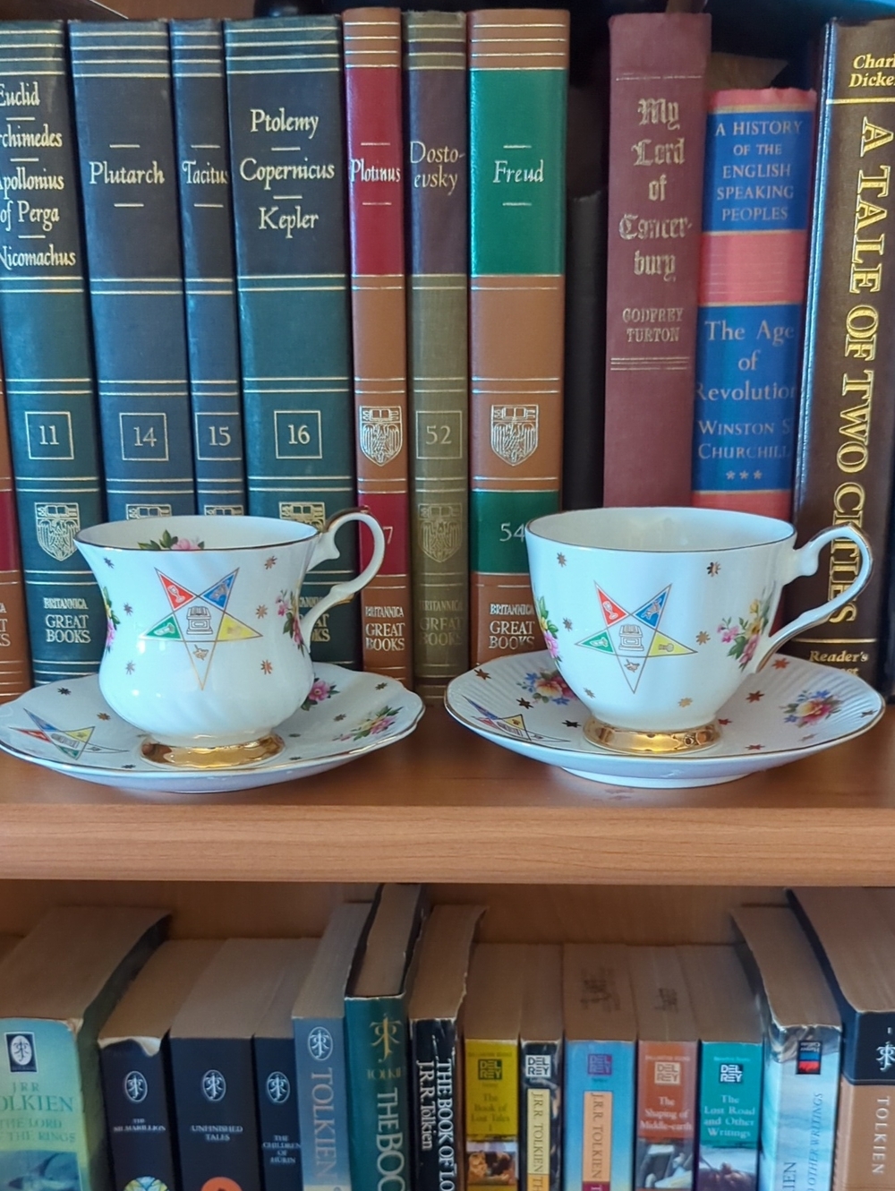 Vintage Floral Freemason Order Of The Eastern Star Masonic Teacups